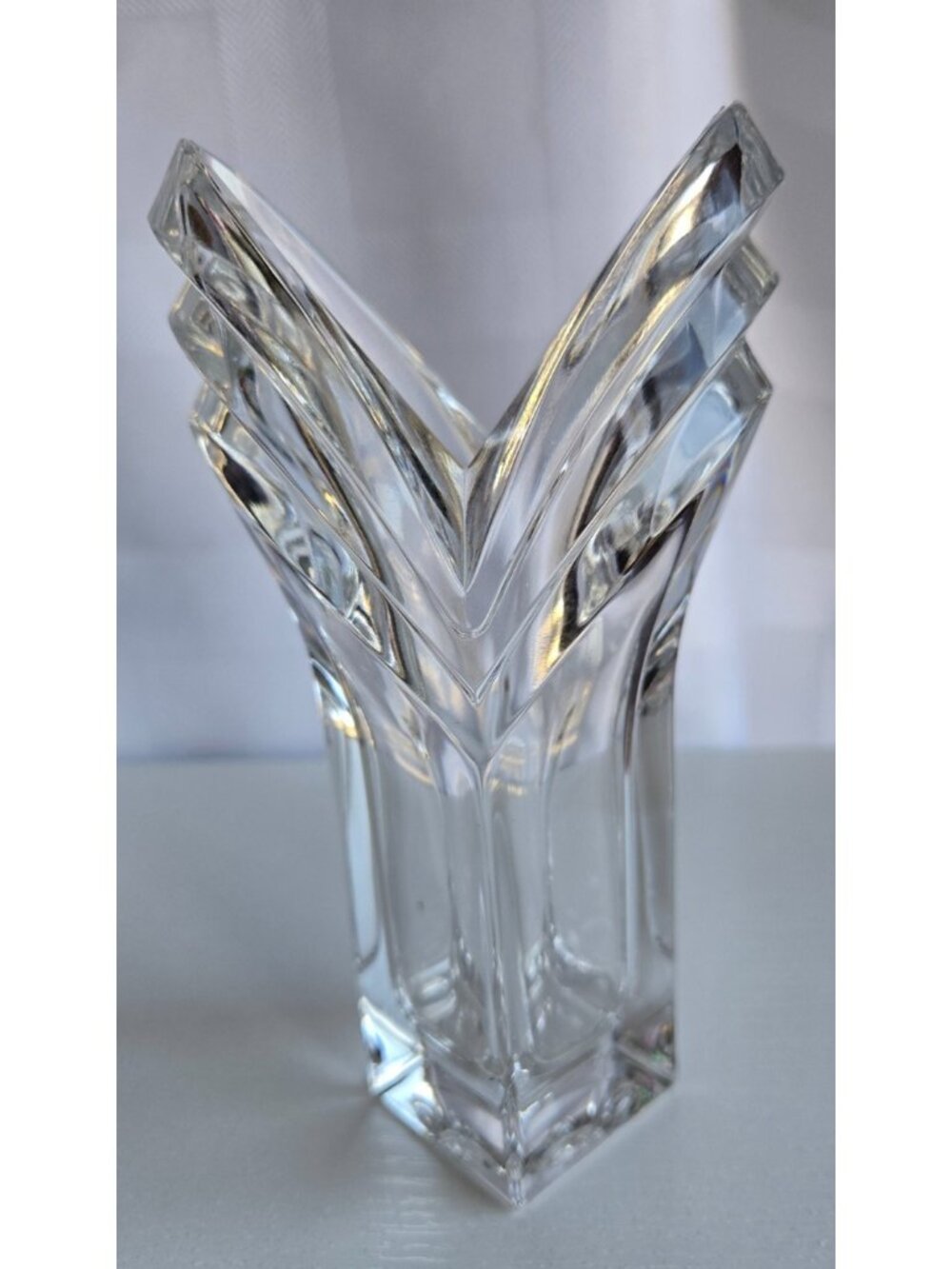 Mikasa V-Flute German Lead Crystal Flower Vase Vintage Art Deco 6.25 in